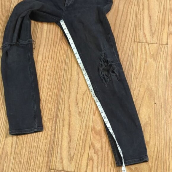 Agolde Nico High Rise black button-fly jeans slim distressed women's size 25" - Picture 4 of 7